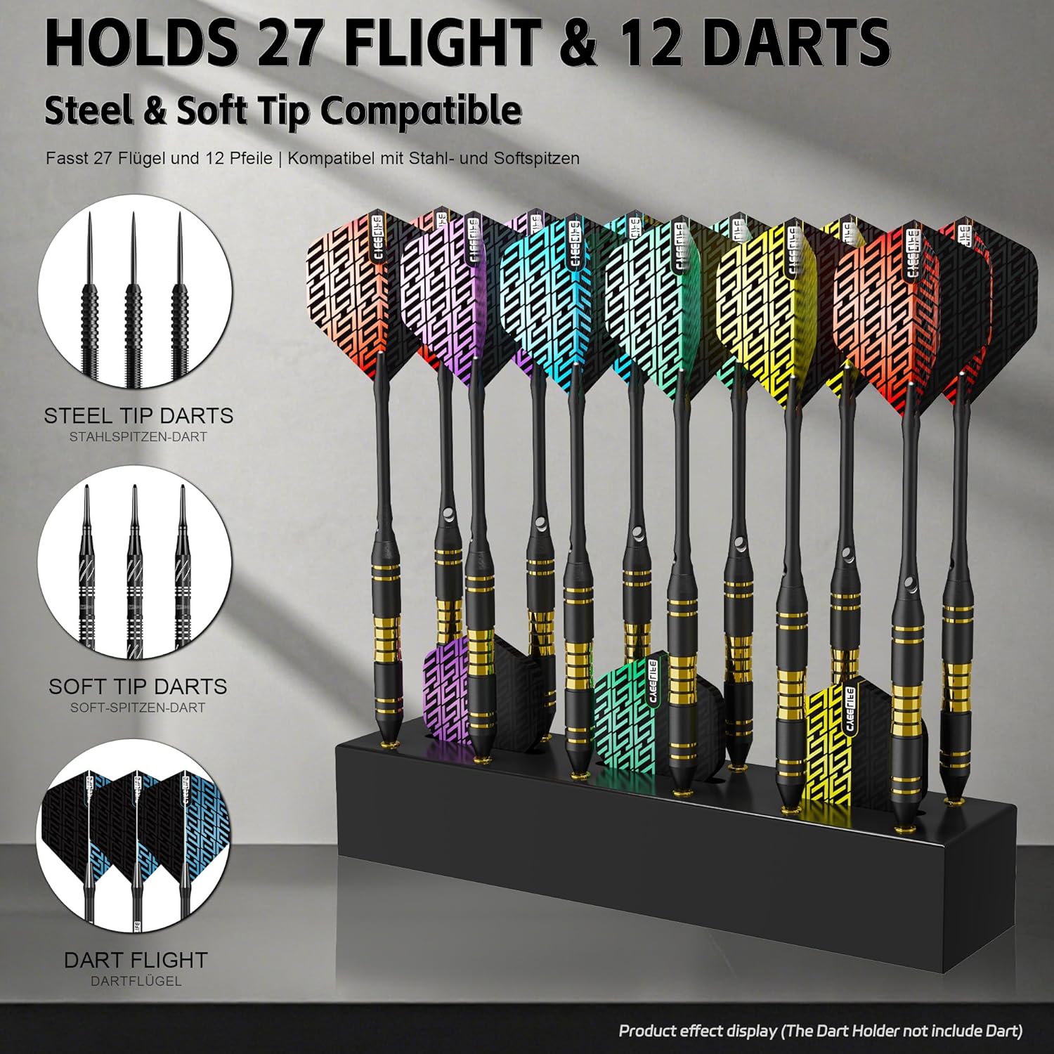 Thumbnail 4 de CyeeLife Dart Stand Wall Mount: Wooden Dart Holder for 12 Darts