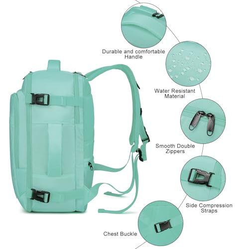 Thumbnail 4 de ENZOSUM Mochila de cabina 40x20x25 para avión (Ryanair) 20L con compartimento para portátil de 14 pulgadas, verde