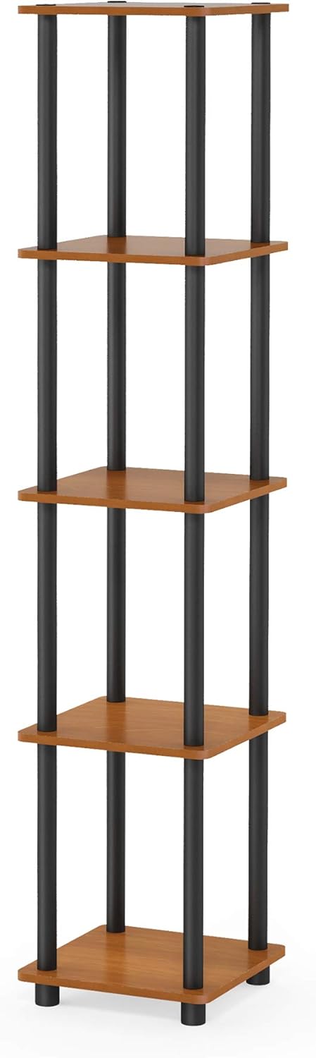 Thumbnail 4 de Furinno TURN-N-TUBE 5-Tier Corner Book Shelf with Round Tubes in Light Cherry