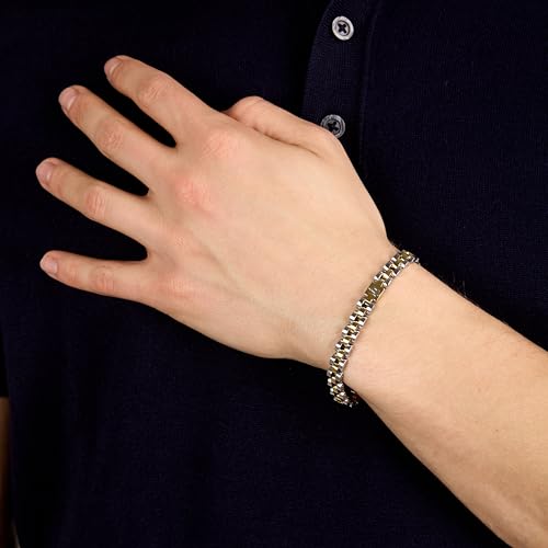 Detalle de Maserati Jewels Bracciale Uomo 21 cm in Acciaio con Finitura Oro – JM320AST09