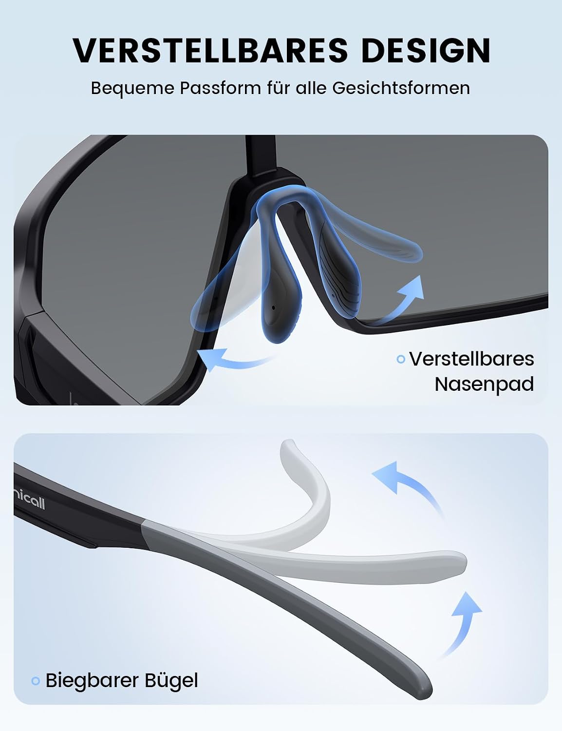 Detalle de Lamicall Fahrradbrille TR-90 Ultraleicht mit UV400, polarisierte TAC-Linsen – Herren/Damen Vollrand, winddicht