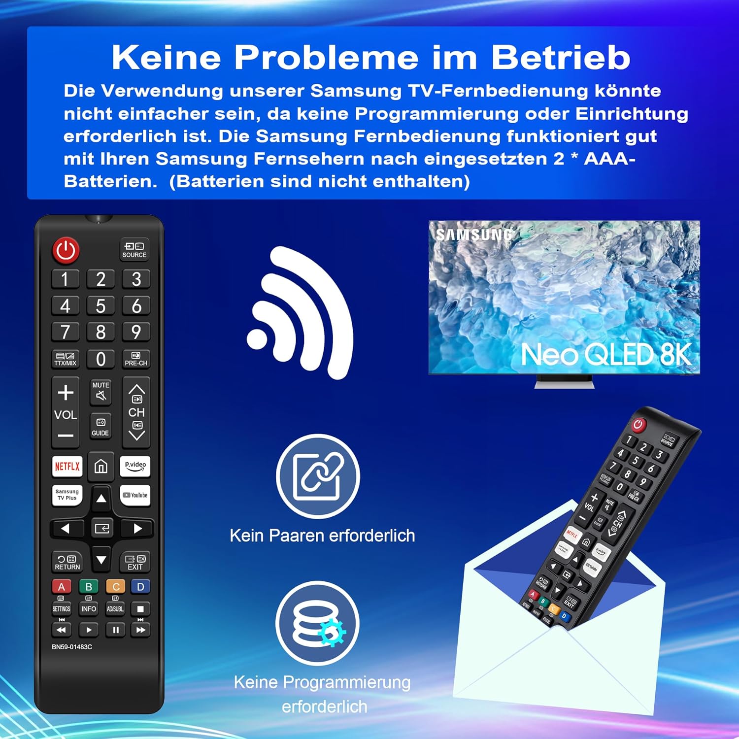 Thumbnail 3 de Universelle Samsung-Fernbedienung als Ersatz für The Frame, Crystal UHD, Neo QLED & QLED Smart TVs – passend ohne Pairing