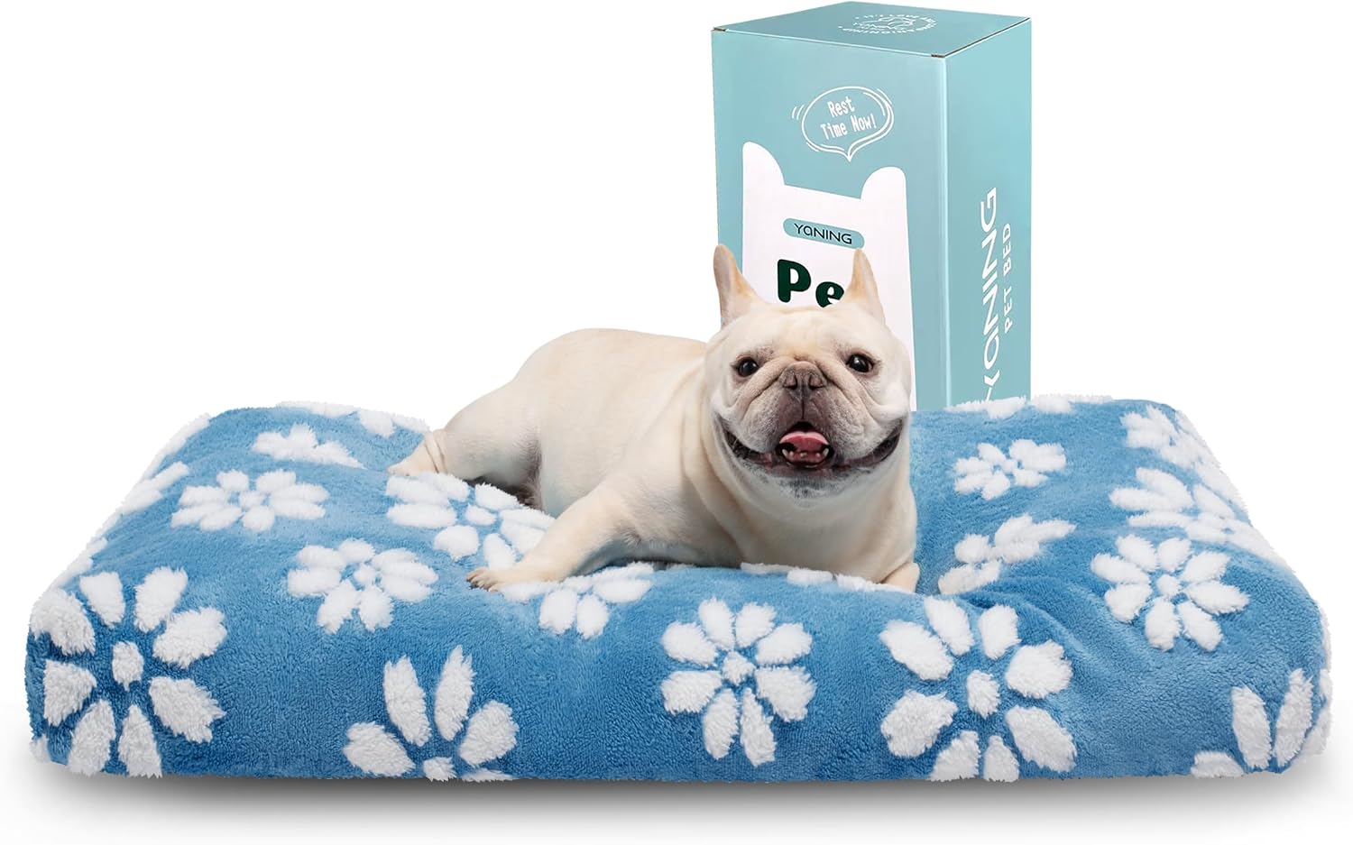 Detalle de Yaning dog bed for large dogs (89x56x10cm) with removable washable cover and anti-slip base, grey paw