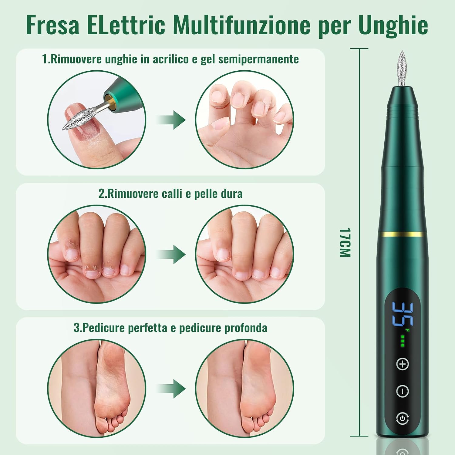 Thumbnail 6 de Fresa ELettrica NAILGIRLS 11 in 1: manicure e pedicure gel portatile, 35000 RPM, LED inteligente