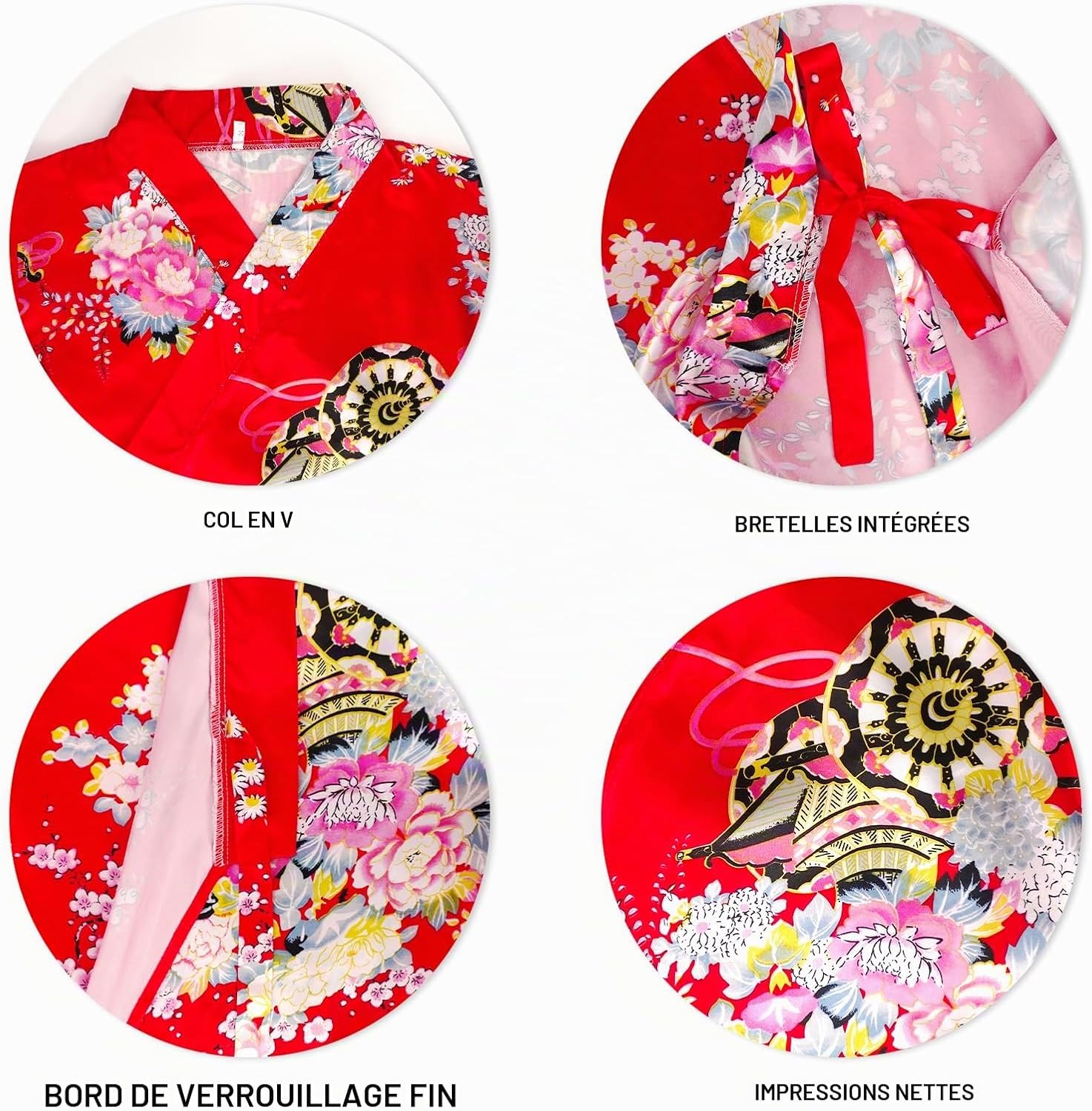 Detalle 1 de CRFASIBE Japanse yukata-kostuumset voor meisjes, 5-delig met masker en accessoires