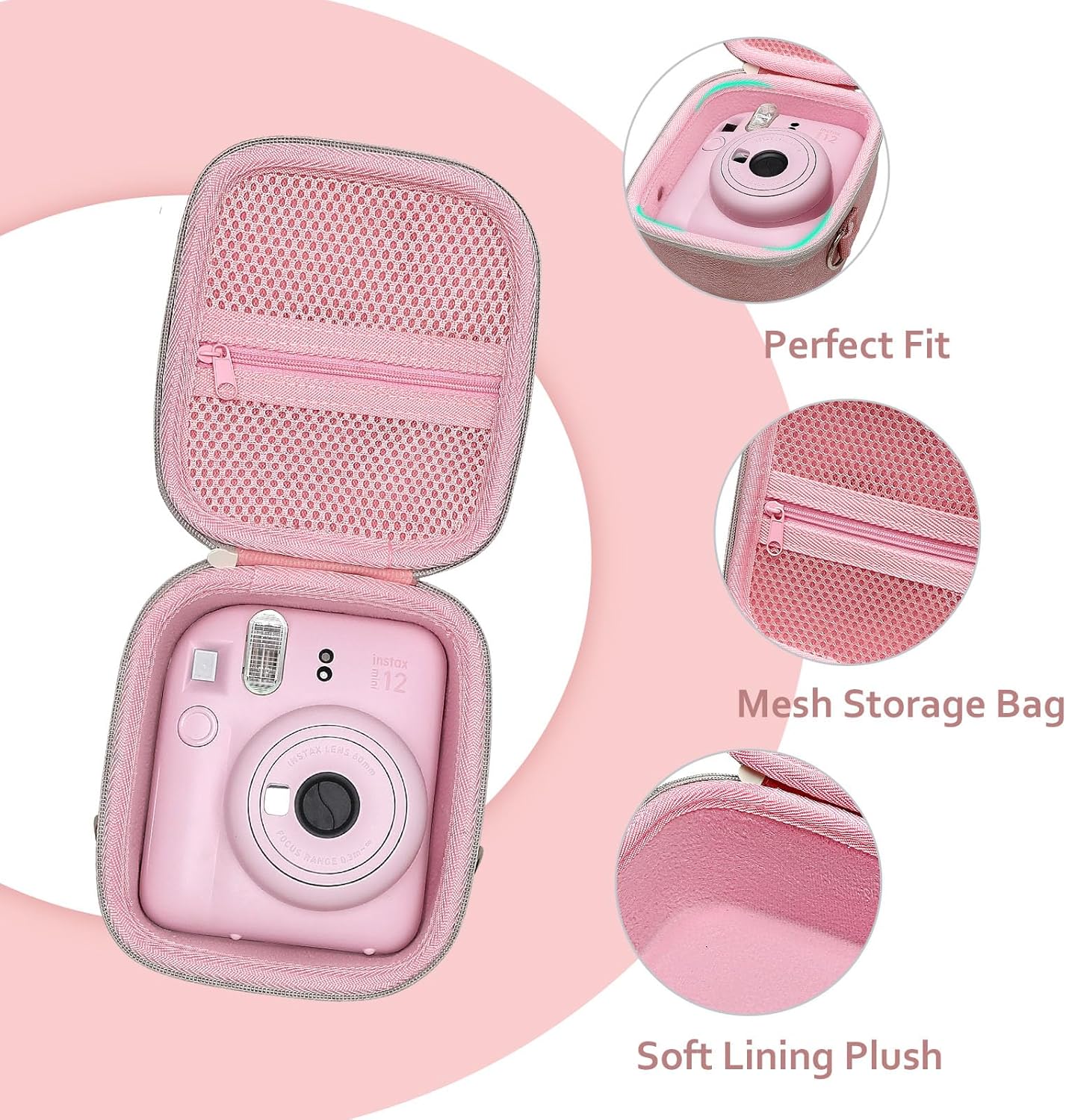 Thumbnail 3 de XANAD Hard Case for Fujifilm Instax Mini 13/12/11/10/9/8/7/7+ / EVO Instant Cameras (Pink)