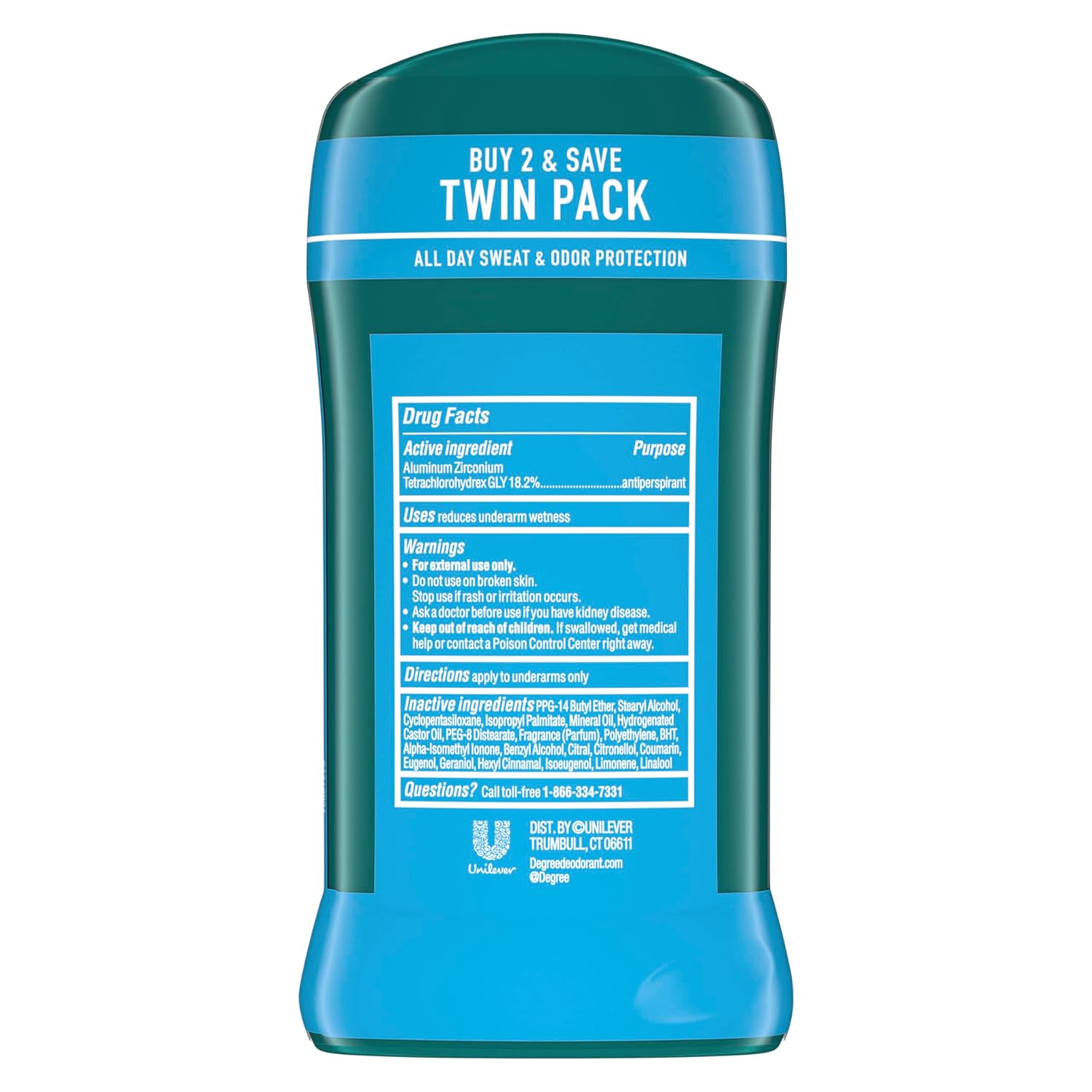 Detalle de Degree Men Original Cool Rush Antiperspirant Deodorant Twin Pack (48-Hour Protection), 2.7 oz