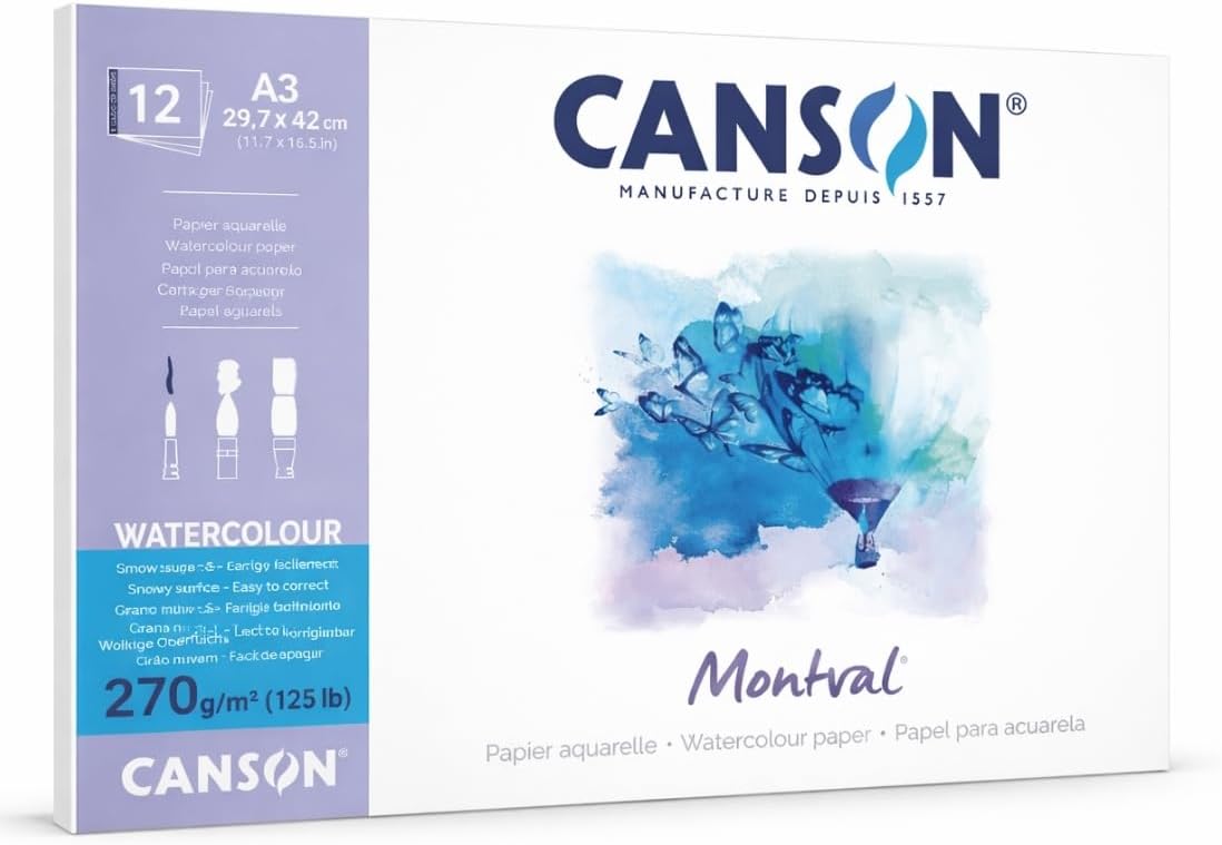 Thumbnail 2 de Canson Montval Blocco per acquerello 24 x 32 cm, 12 fogli 270 g/m² – grana nuvola, bianco