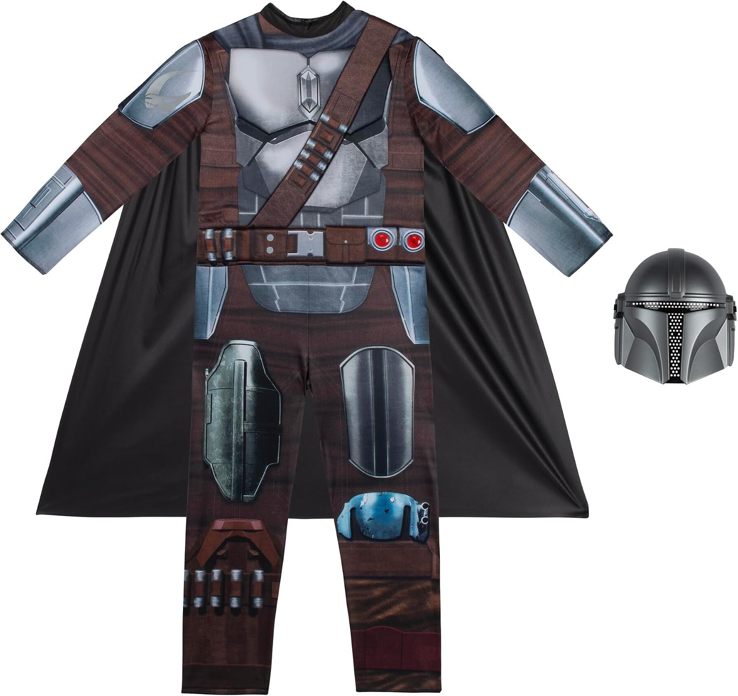 Detalle de Star Wars The Mandalorian Youth Costume with Light-Up Chest, Padding, Mask and Cape