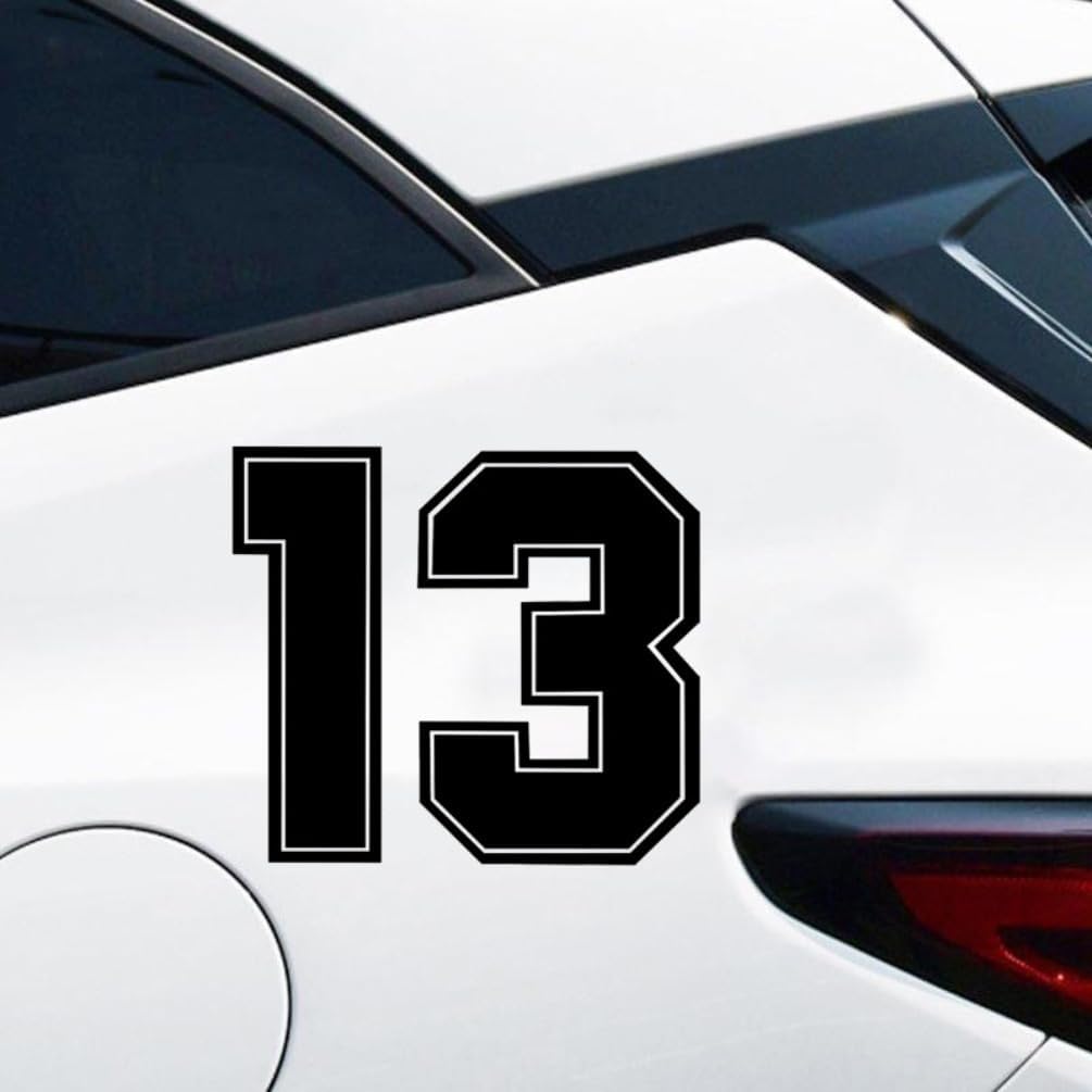 AZ98 Racing Number 13 Vinyl Car Sticker (Pack of 2) 14 x 13 cm
