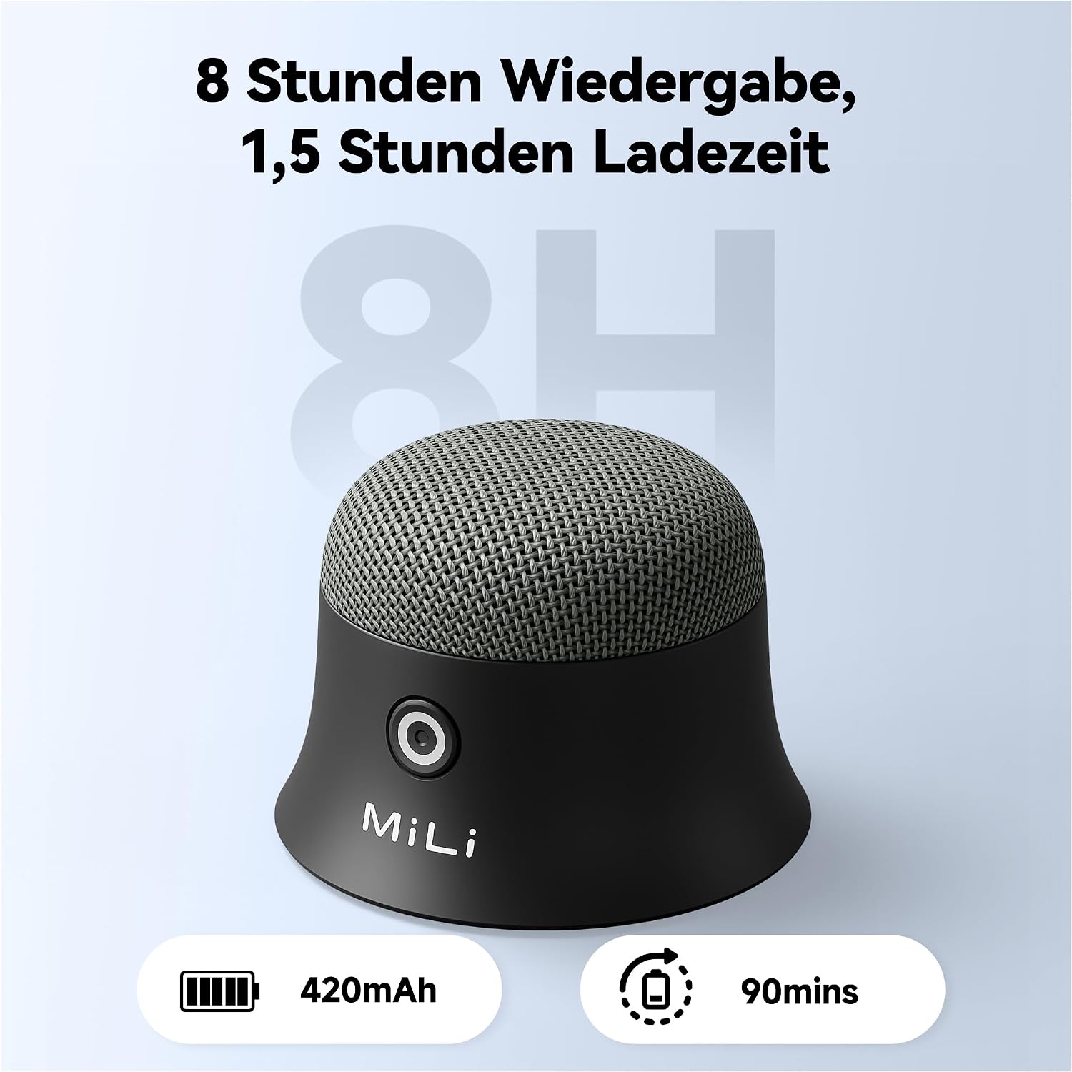Detalle de MiLi Bluetooth Lautsprecher – Magnetischer Mini Speaker, 3W, IP65, 8 Stunden Wiedergabe, TWS Stereo