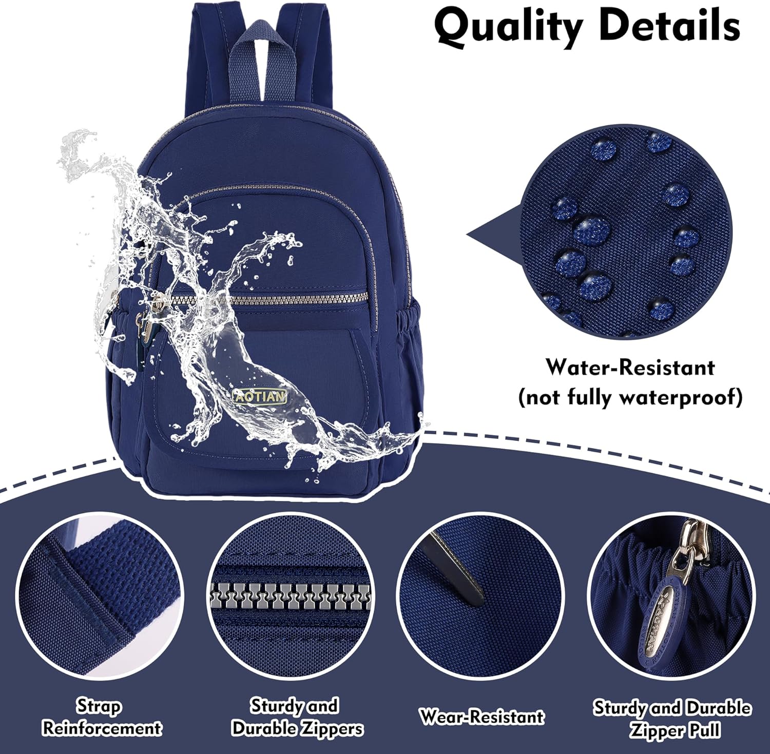 Thumbnail 4 de AOTIAN Mini-Rucksack für Mädchen & Damen (7 Liter) – leichter Daypack mit mehreren Fächern