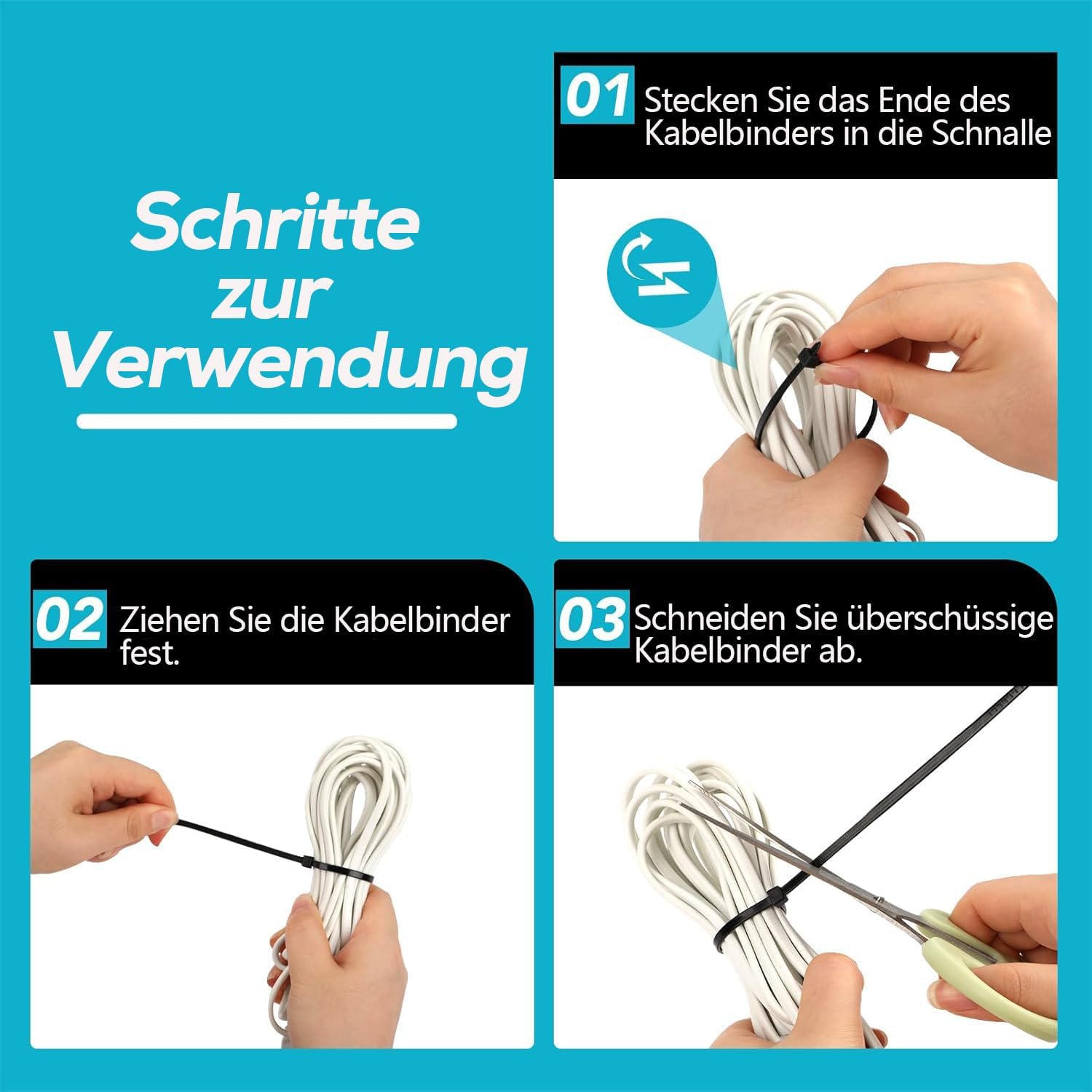 Detalle de Kabelbinder 400 Stück 100–300 mm