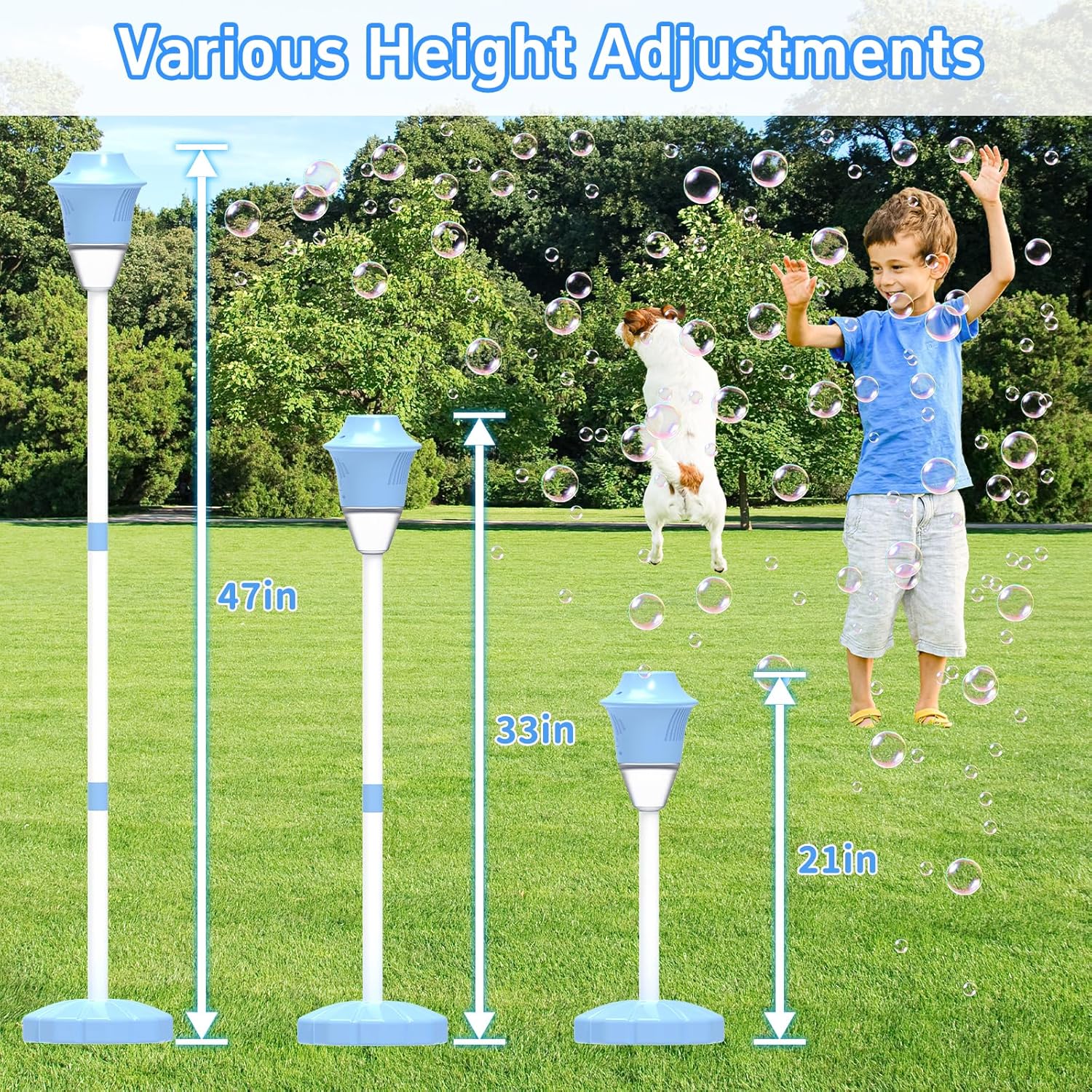 Thumbnail 1 de Infowush Kids Bubble Machine: 47-Inch Vertical Display, Battery-Powered, Adjustable Height for Outdoor Parties
