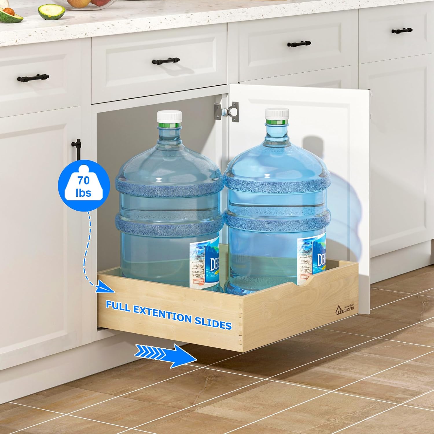 Thumbnail 5 de WelFurGeer Soft Close Pull Out Drawers for Kitchen Cabinets (29" x 21" Pull-Out Organizer)