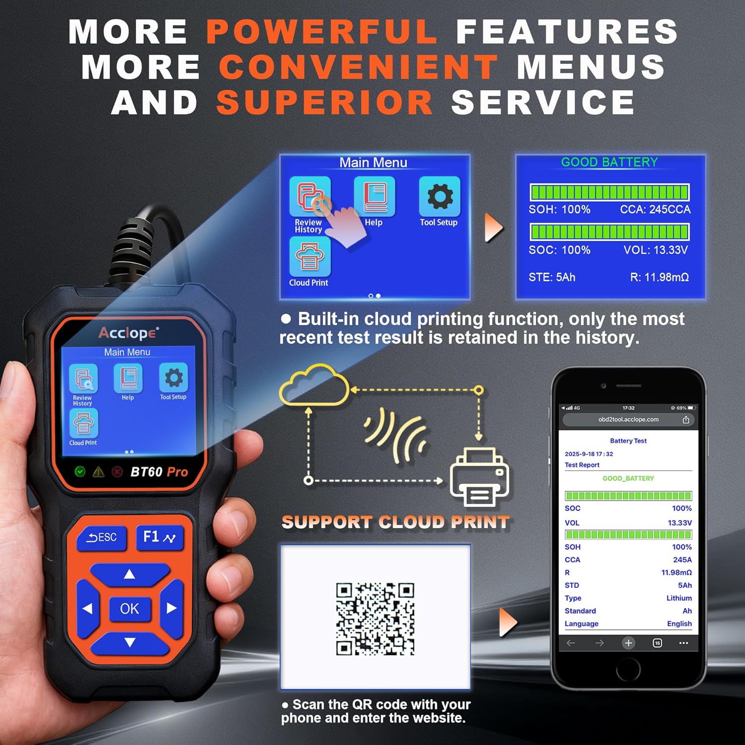 Thumbnail 6 de Acclope BT60 Pro Car Battery Tester 100–3000 CCA