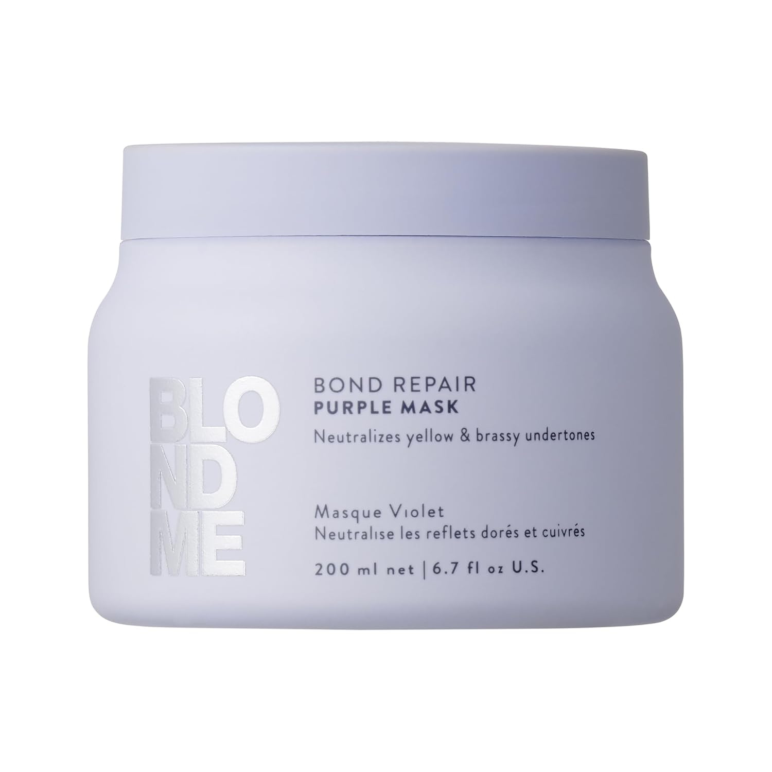 Detalle de BLONDME Bond Repair Purple Mask – Ausgleichende Haarpflege für gefärbtes Blondhaar (200 ml)