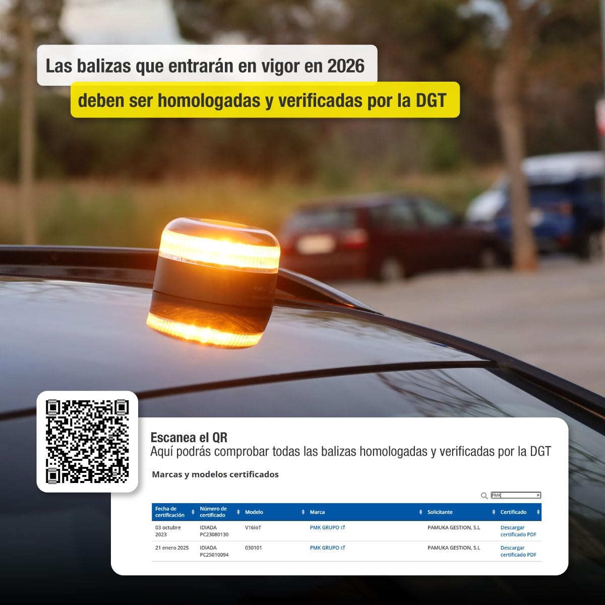 Detalle de PMK GRUPO Baliza V16 Conectada 1 km