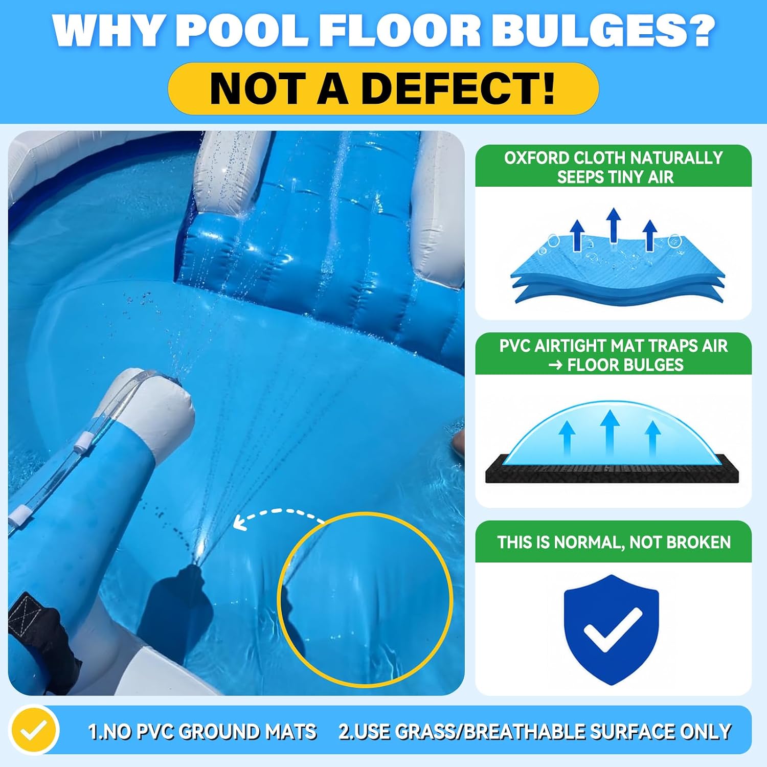 Detalle de Inflatable Double Water Slide - 17.7FT Large Climber Water Park for Big Kids (5-10) with Splash Pool