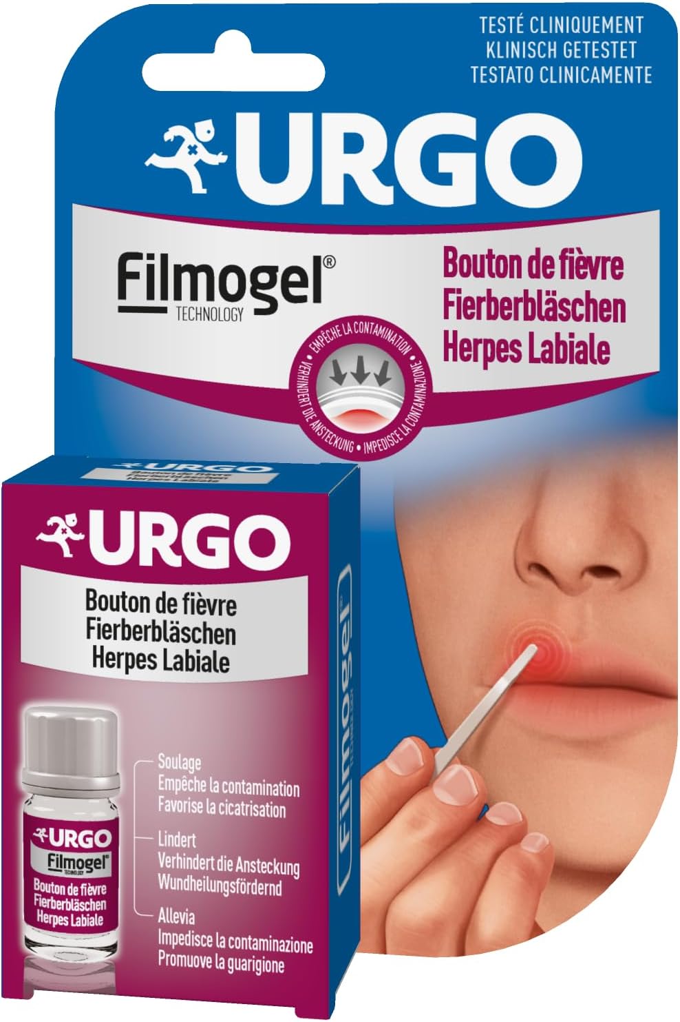 Urgo Fieberbläschen Filmogel – isolierender Schutzfilm ab erster Symptomatik, 3 ml (24 Einweg-Applikatoren)