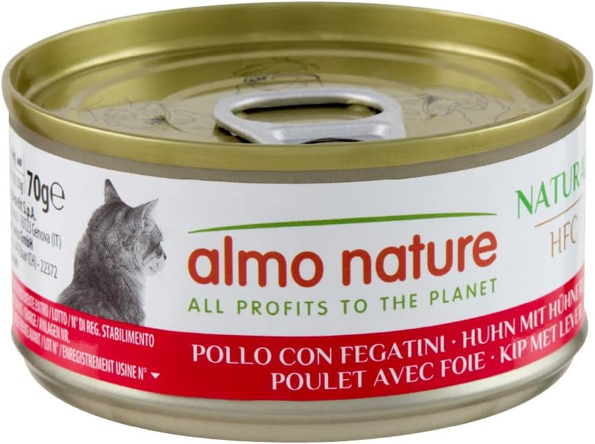 Almo Nature HFC Natural Nassfutter für ausgewachsene Katzen – Huhn und Leber, 24 x 70 g