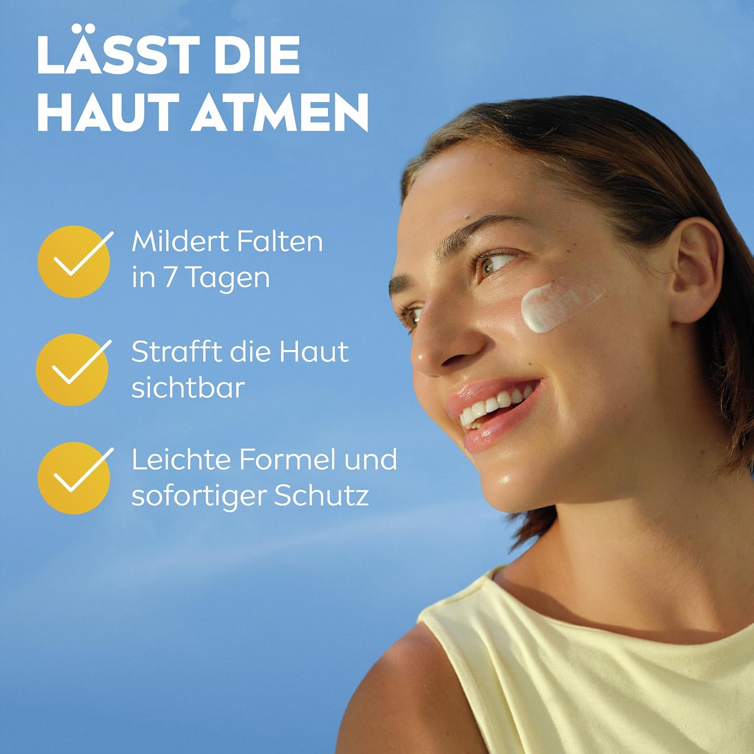 Detalle de NIVEA SUN Breathable UV Gesicht Anti-Age Q10 LSF 50+ – atmungsaktive Anti-Falten Sonnencreme, 40 ml