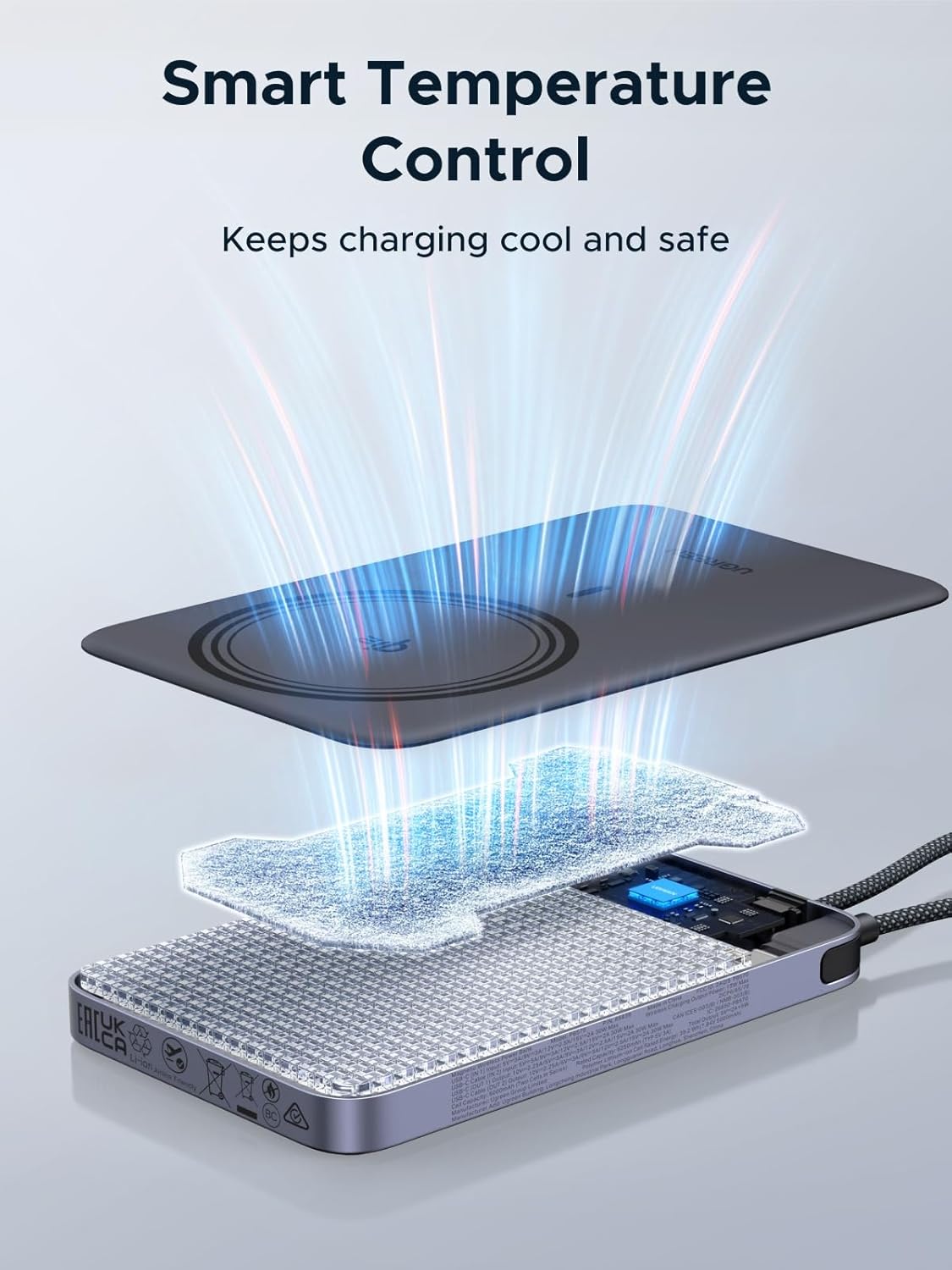 Thumbnail 6 de UGREEN Nexode Ultra-Slim 10000mAh Magnetic Power Bank (Qi2 15W) with Built-in Cable & PD 30W — MagSafe compatible, Black