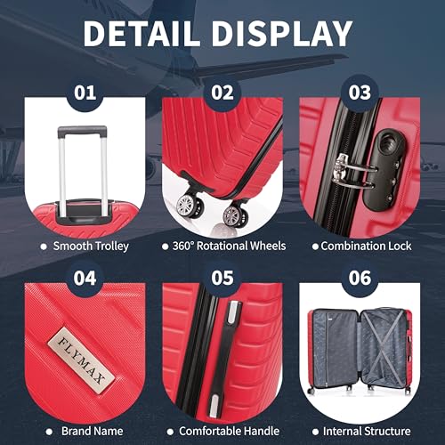 Detalle de FLYMAX 32" Extra Large 125 Litre ABS 4-Wheel Suitcase review