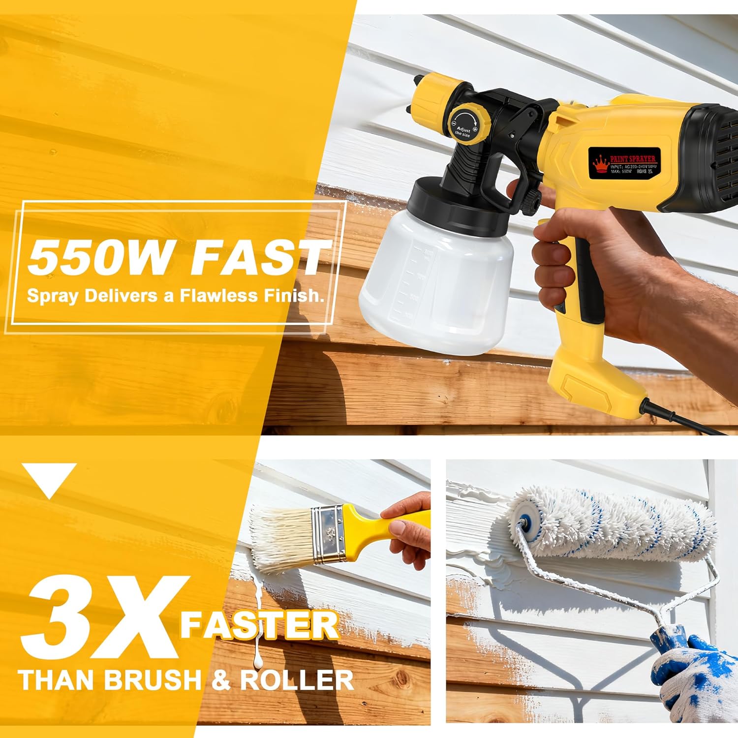 Thumbnail 1 de ROTTOGOON Electric Fence Paint Sprayer 550W (1400ml) with 5 Nozzles and 3 Spray Patterns