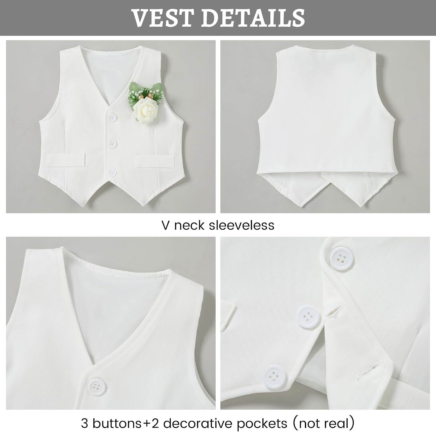 Detalle 2 de ZOEREA Baby Jungen Gentleman Anzug-Set (0–18 Monate) für Hochzeit, Taufe & Festlichkeiten