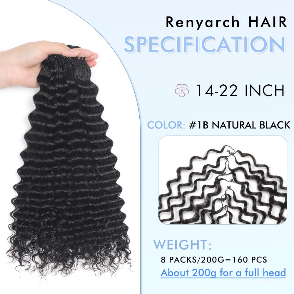 Detalle 2 de Renyarch Haarverlängerung 18 Zoll Deep Wave
