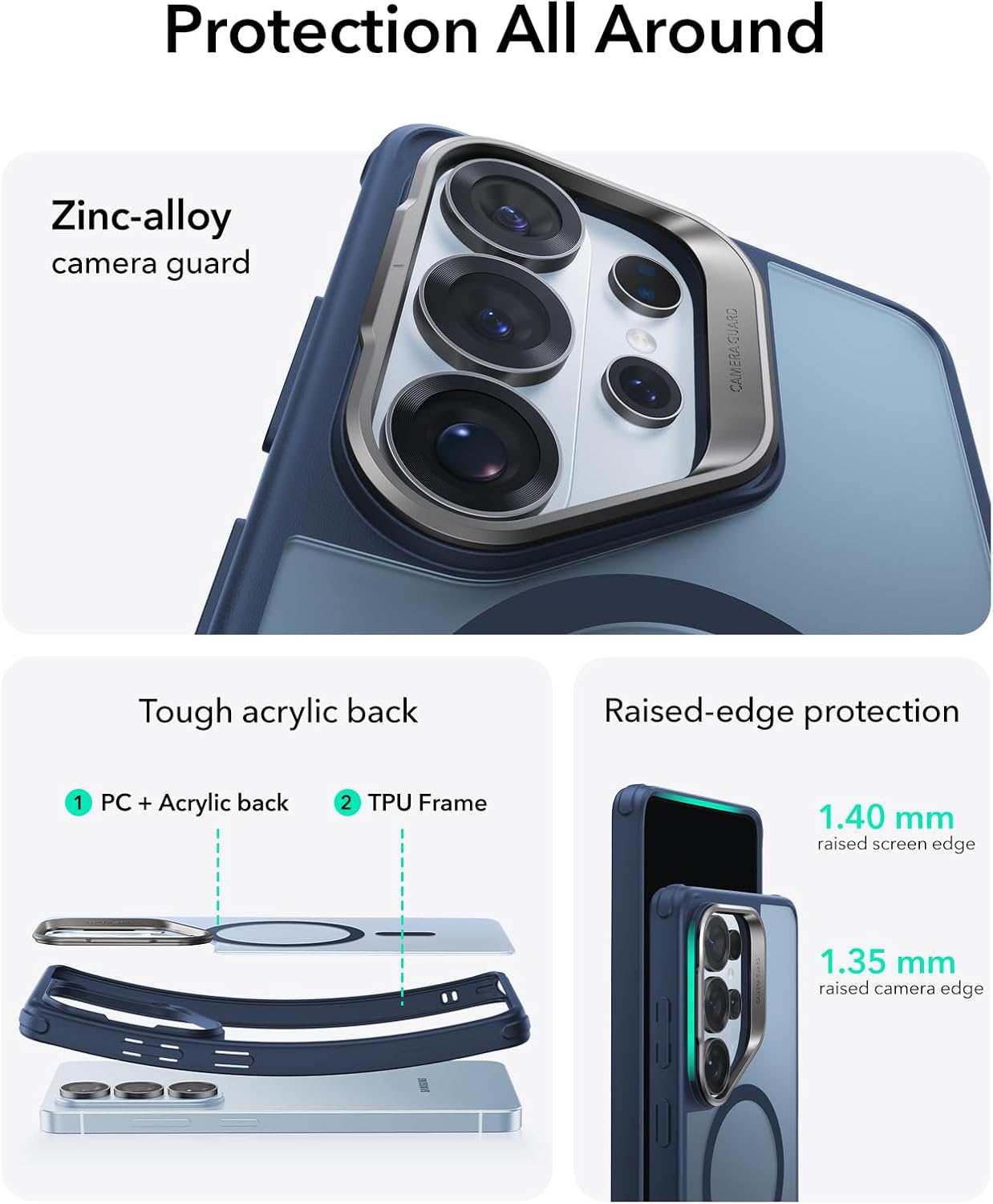 Thumbnail 3 de ESR for Samsung Galaxy S26 Ultra Phone Case with Stash Stand (MagSafe compatible) – Frosted Blue