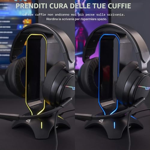 Detalle de THE G-LAB K-Stand Radon: Supporto per Cuffie da Gioco con RGB e HUB USB 2x2.0