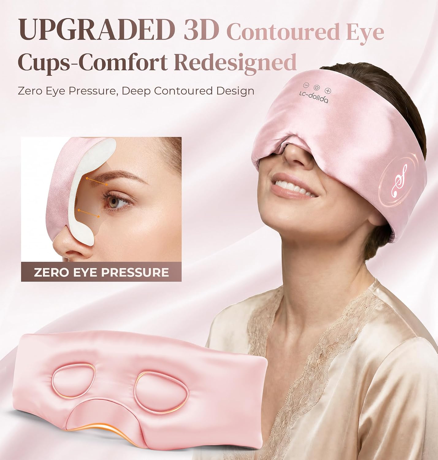 Detalle de LC-dolida Bluetooth sleep mask, mulberry silk