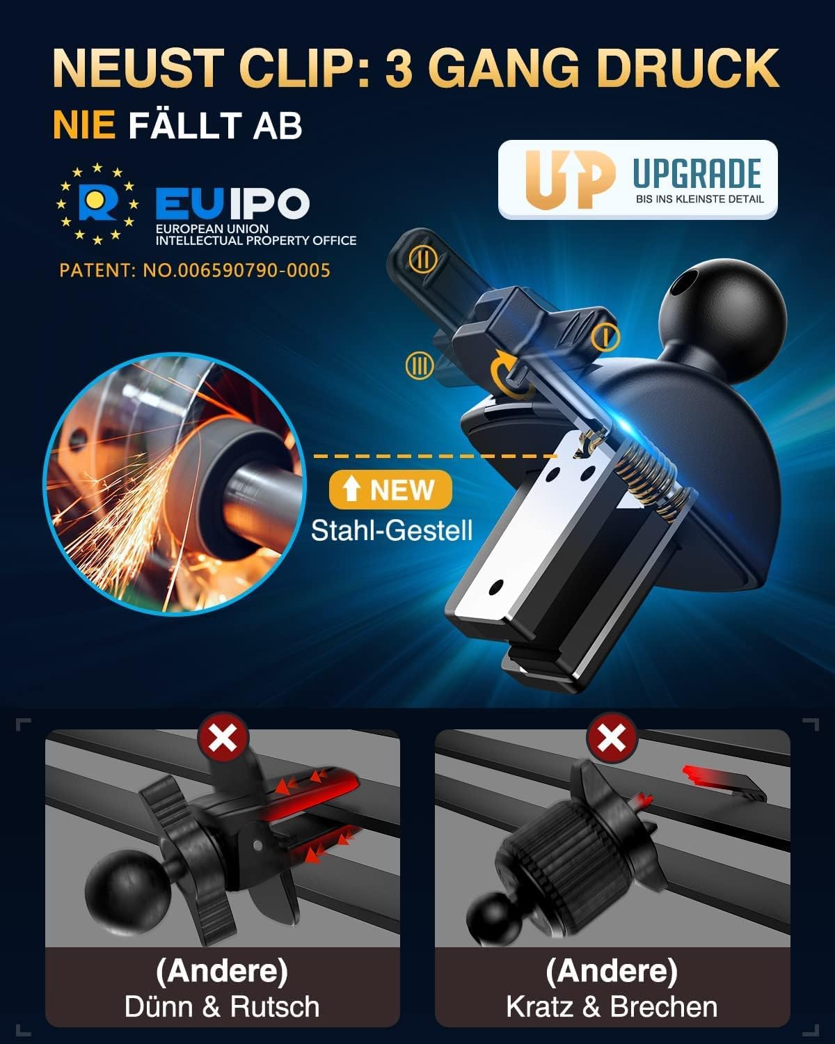 Thumbnail 5 de VANMASS Handyhalterung Auto 2026 Upgrade – super stabil mit Saugfuß & Lüftungsclip, 360° verstellbar