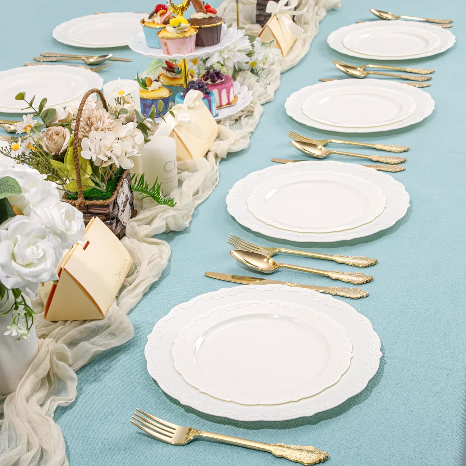 Thumbnail 6 de DaYammi Ivory 60pc Dinner Plates