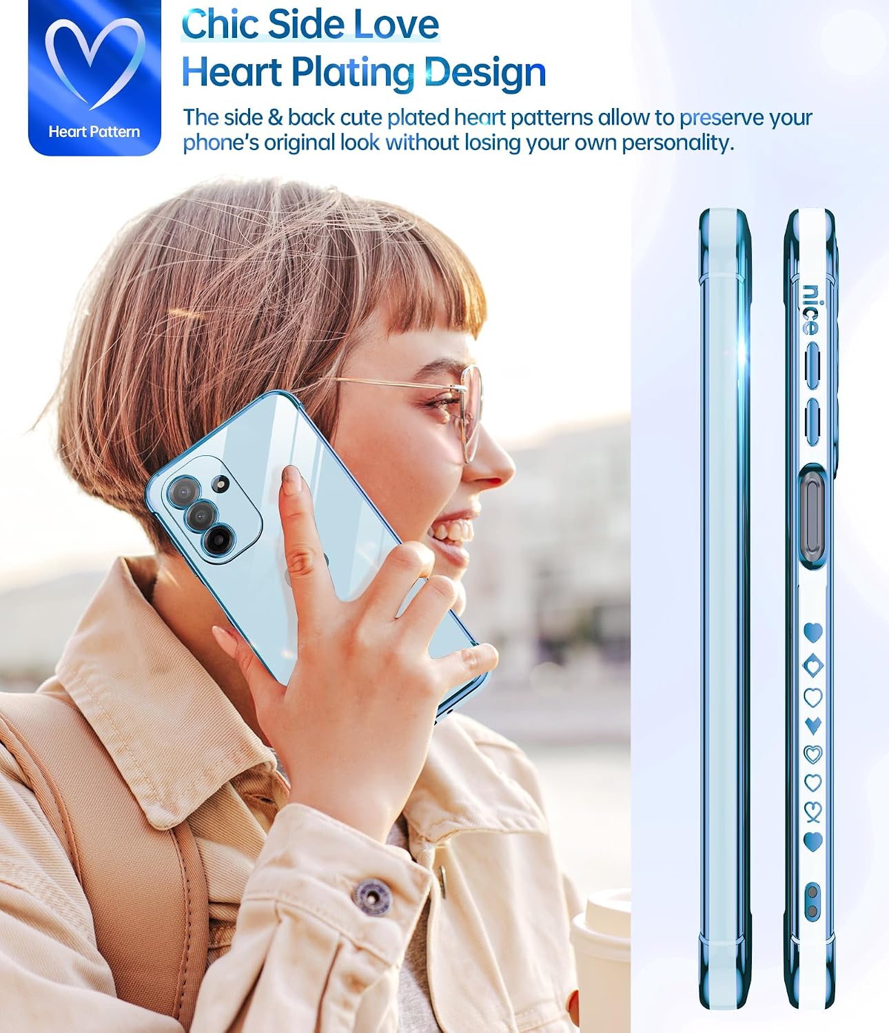 Detalle de LeYi Galaxy A17 Case with 2 Tempered Glass Screen Protectors – Blue