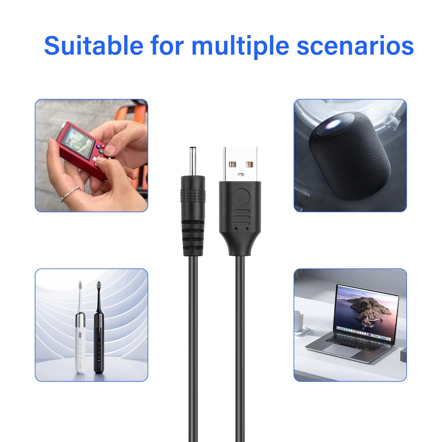 Thumbnail 5 de SinLoon USB to DC 2.5x0.7mm Power Cord (5V, 3A, 10ft) – 2 Pack