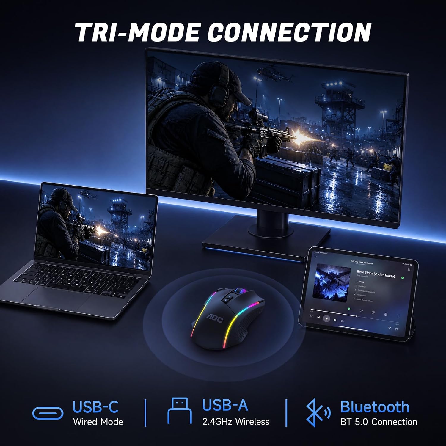 Detalle de AOC Wireless Gaming Mouse, 12,000 DPI