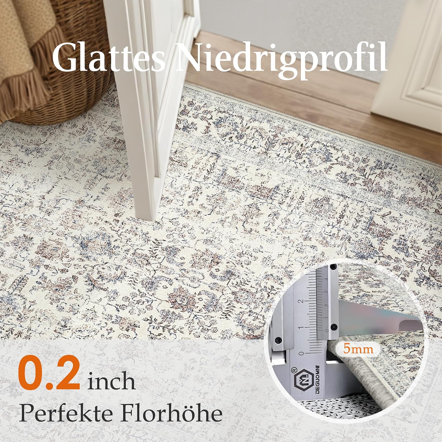 Detalle de HUGEAR vintage rug 200x300cm for high traffic