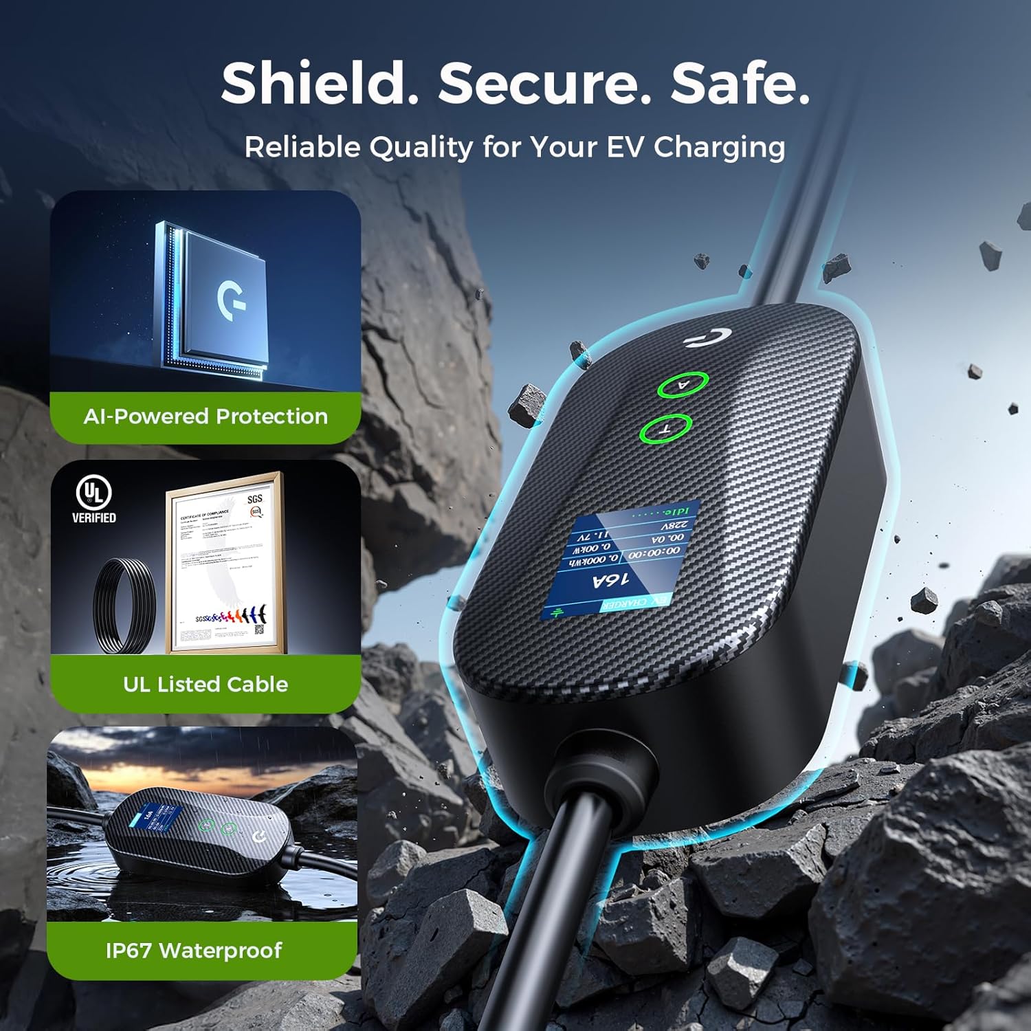 Thumbnail 6 de Carbon Fiber Level 1&2 Portable EV Charger with J1772 Connector