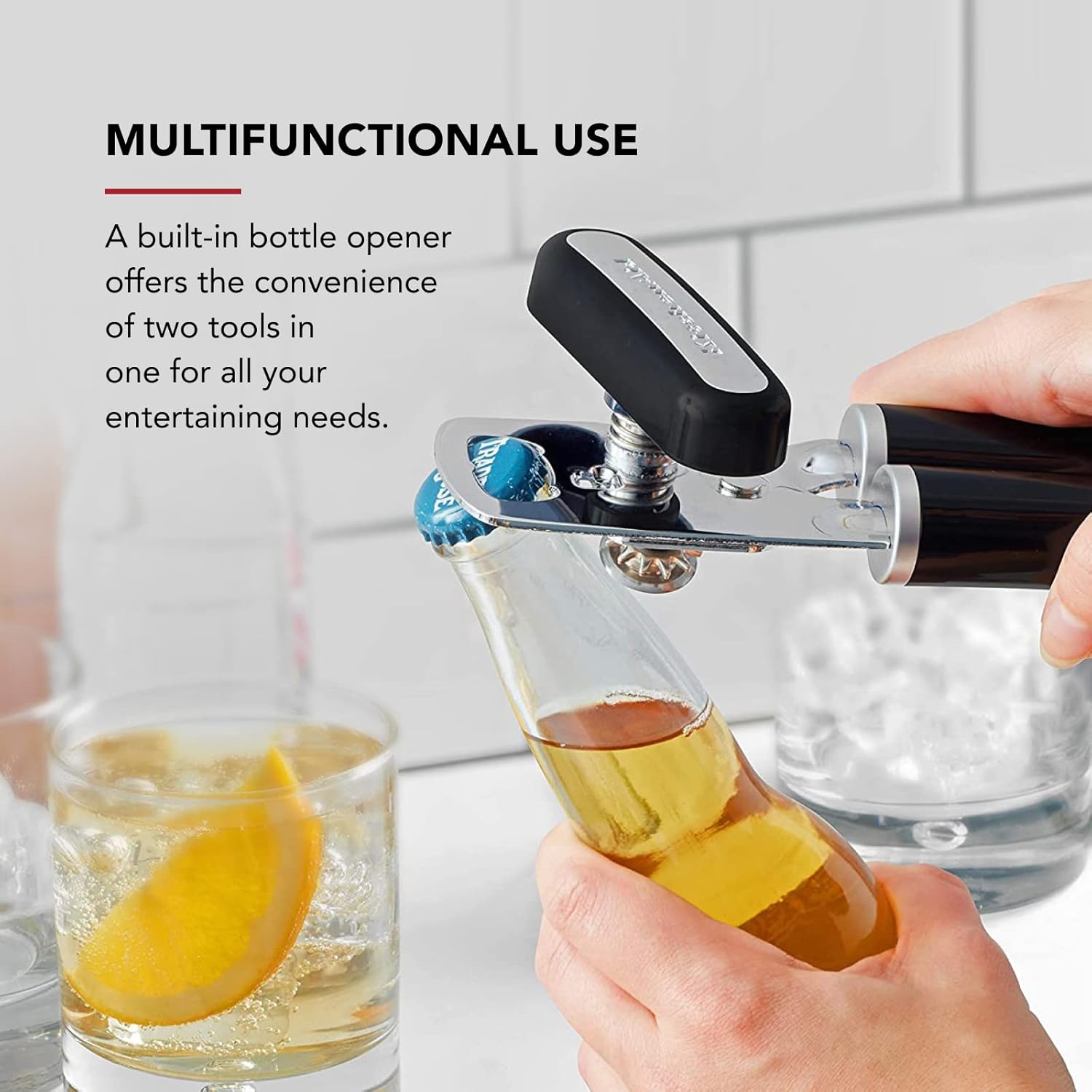 Thumbnail 4 de KitchenAid Classic Multi-Function Can Opener with Stainless Cutting Wheel and Soft-Grip Bottle Opener, Black