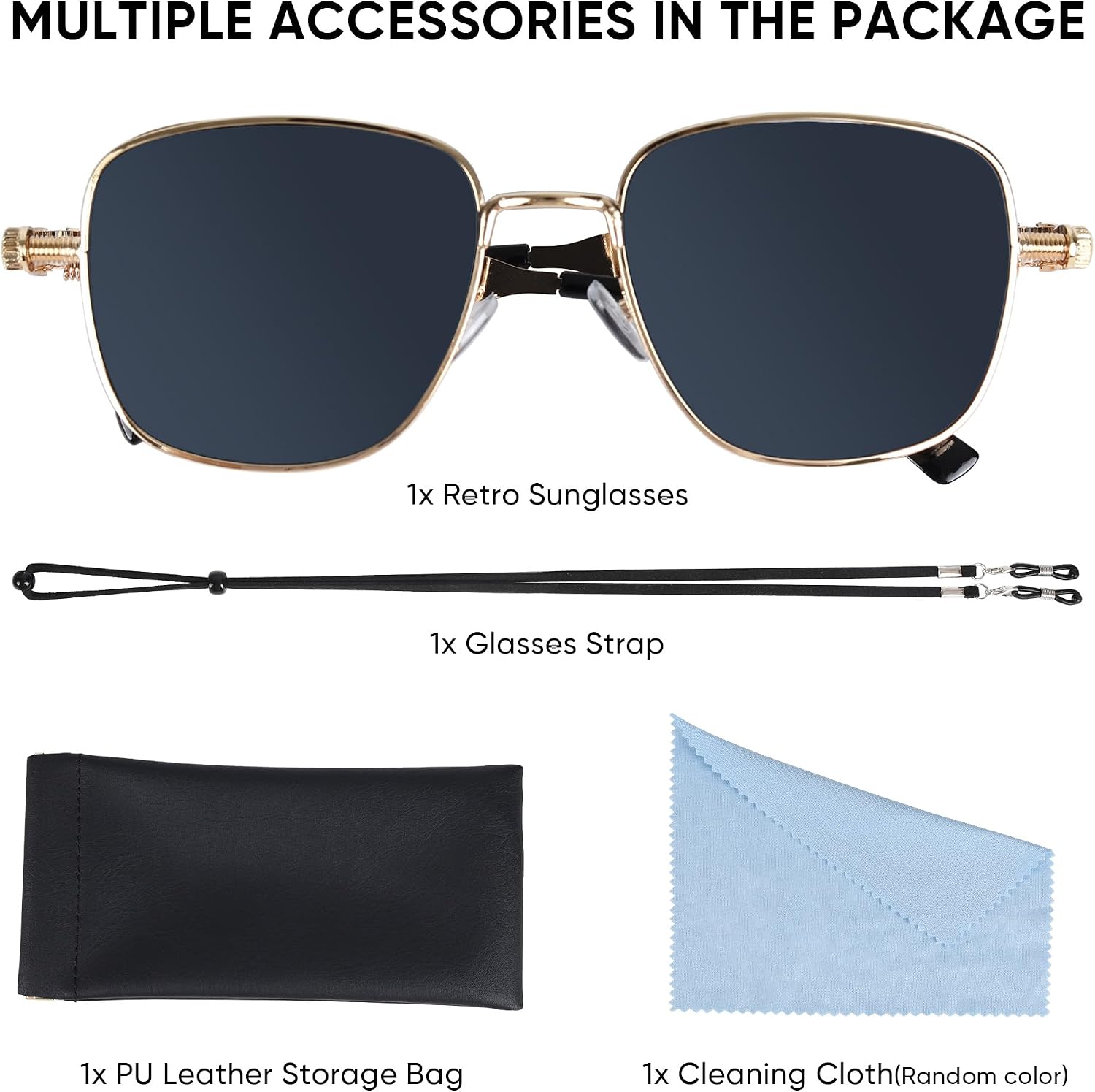 Detalle 2 de MEGAVOW Retro Steampunk Sunglasses: Polarised UV400 Square Frames for All-Day Wear