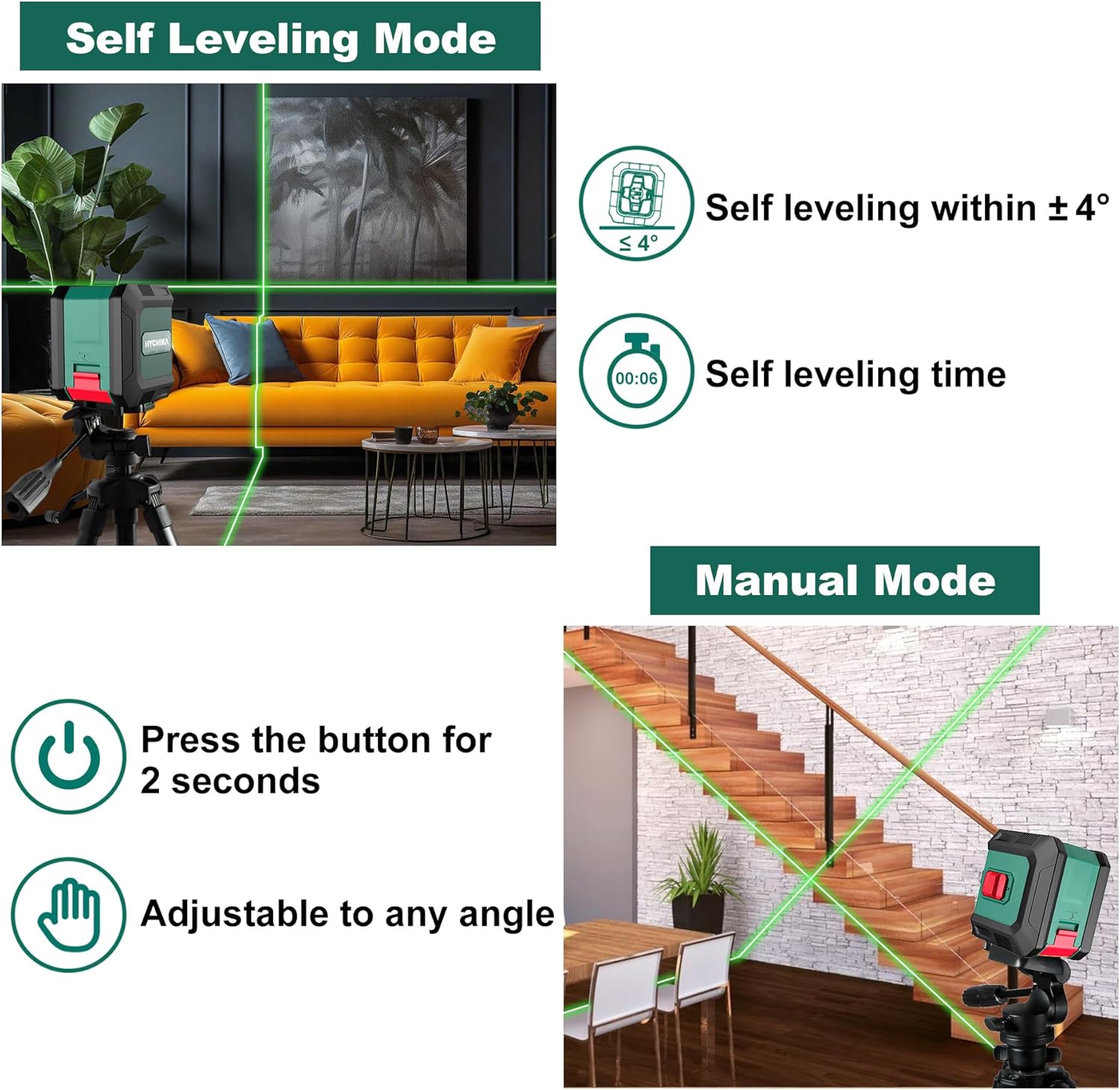 Thumbnail 1 de HYCHIKA Laser Level 15 m Green cross-line laser 📷