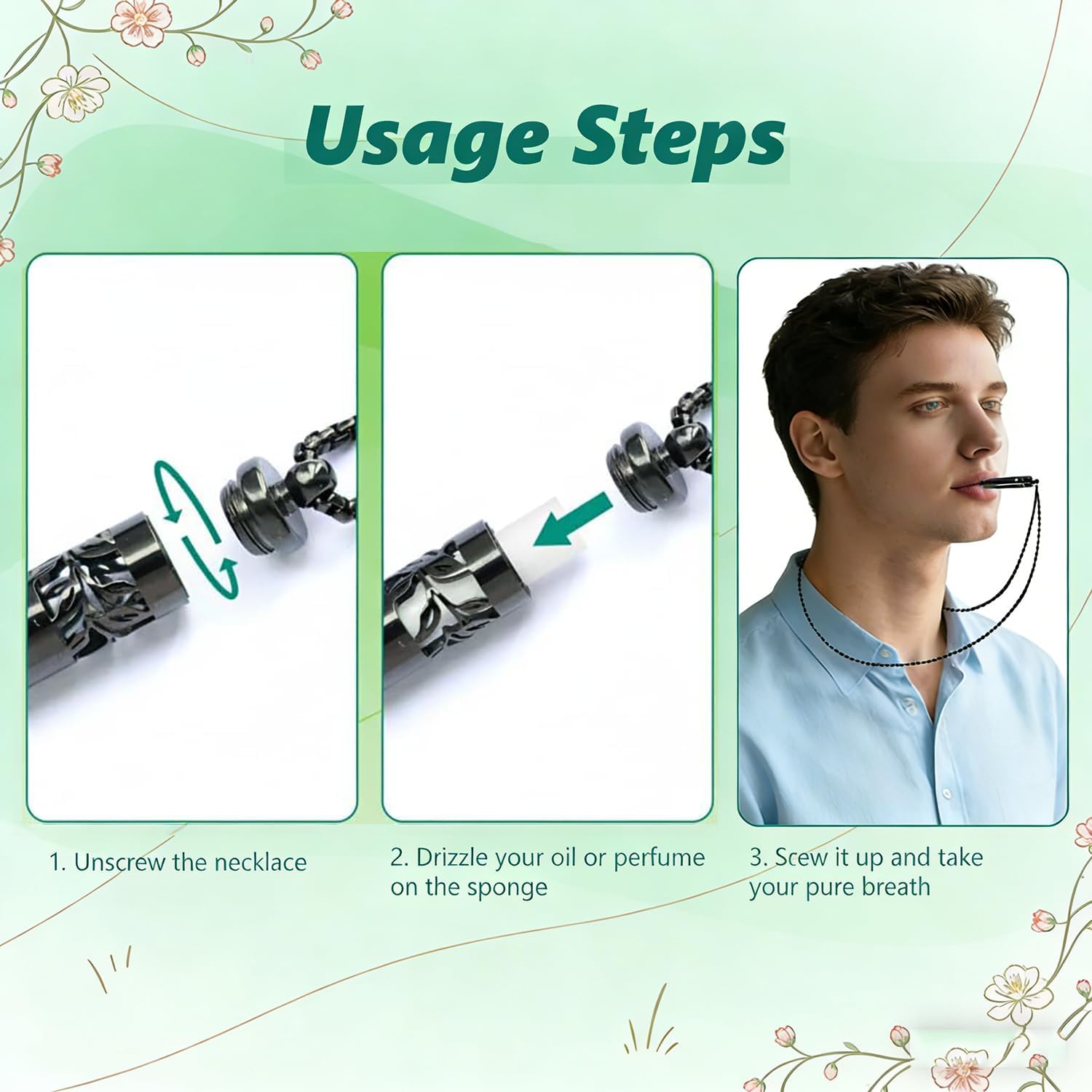 Detalle de KURUI Anxiety Breathing Necklace: Breath Free Necklace with Peppermint Flavoured Filters