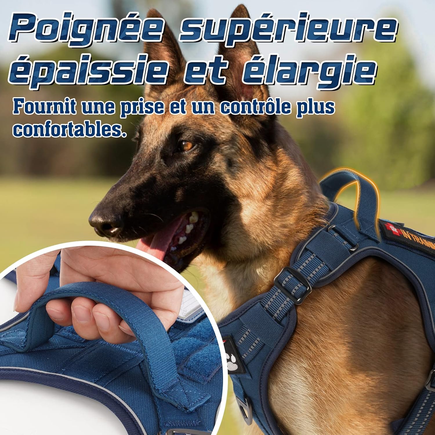 Thumbnail 3 de rabbitgoo Harnais anti-traction tactique réfléchissant pour chien (XL) avec poignée et anneaux
