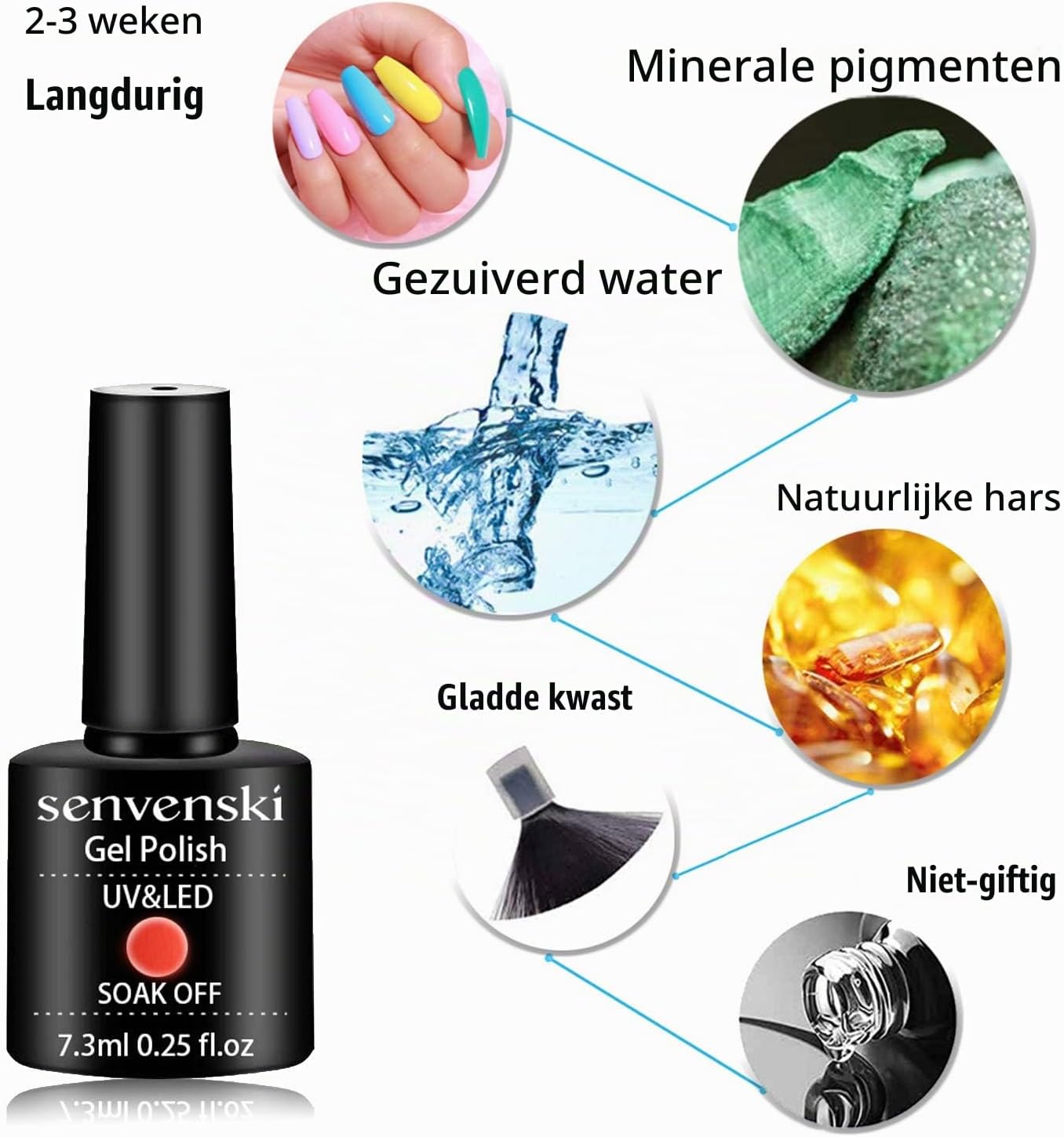 Thumbnail 5 de Senvenski CS2-005 goud-zilveren gelnagellak met glitter, 7,3 ml