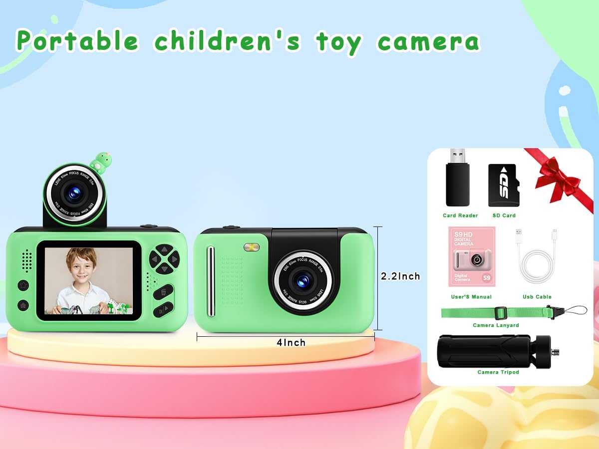 Detalle 2 de Makolle Kids Camera: 180° Flip Selfie Cam with 32GB Card for Kids Aged 3–10