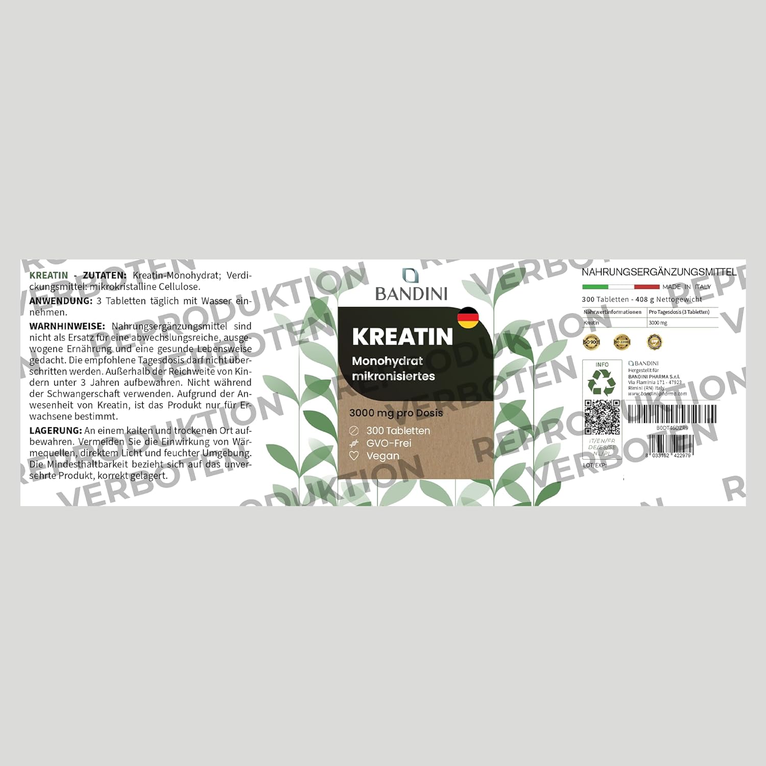 Thumbnail 4 de Bandini® Kreatin Monohydrat 300 Tabletten 3 g/Tag