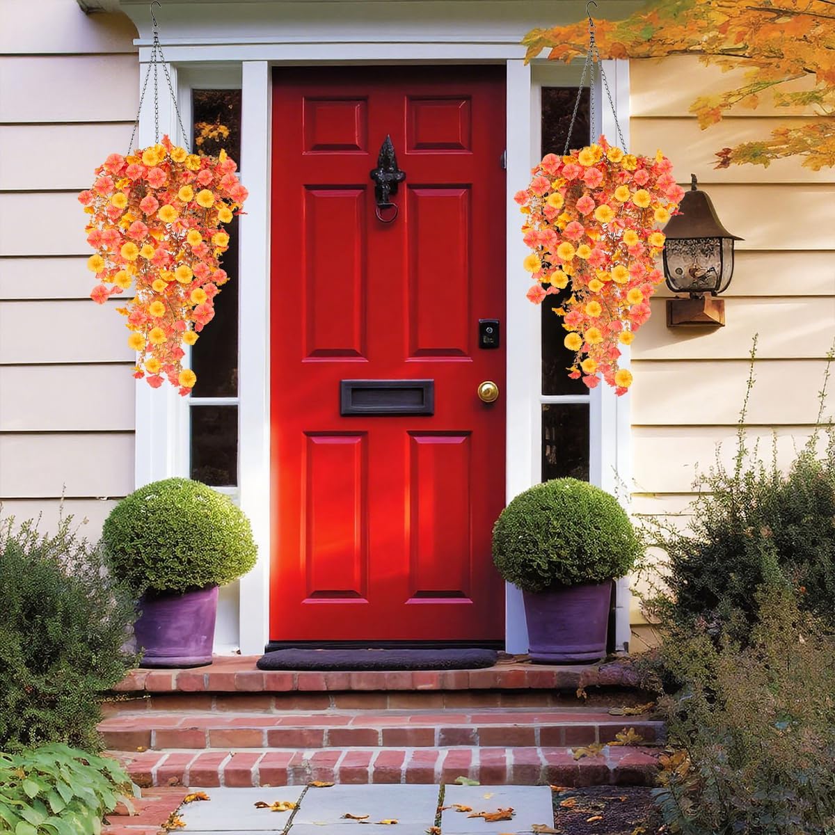 Thumbnail 6 de HBell 4-pack Artificial Hanging Flowers (UV-resistant faux petunia vines) for outdoor planters